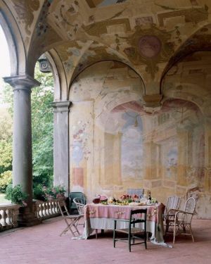 luscious outdoor living with wall painted frescoes.jpg